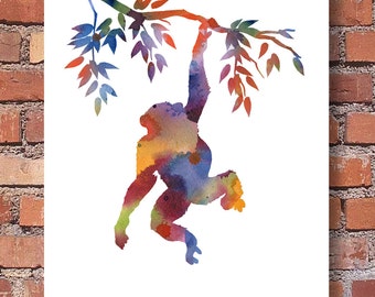 Chimp - Art Print - Chimpanzee - Abstract Watercolor Painting - Wall Decor