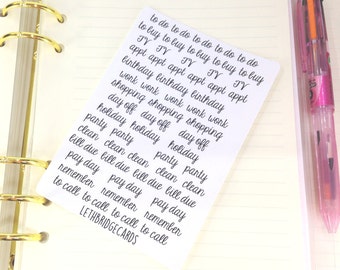 Cursive Word planner stickers; To do stickers; To buy; Finance; Birthday; Shopping; Cleaning; Filofaxing; Erin Condren; Cute Stickers