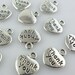 15/60/500pcs Ancient silver Smooth back heart "Thank you" Charms Pendants