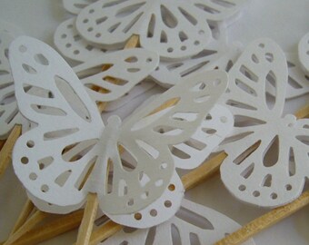 White Butterfly Cupcake Toppers - Baby Showers - Bridal Showers - Baptisms - First Communion - Birthday Parties