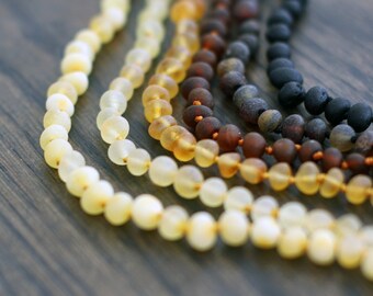 Amber Teething Necklace - Raw Baltic Amber - Baby Necklace - Baltic Amber Necklace - Baltic Amber Jewelry - Baby Gifts - Baby Shower Gift