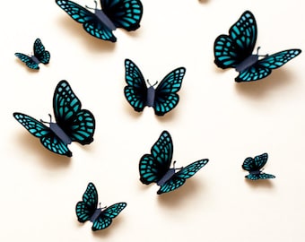 3D butterfly wall art: green 3d wall butterflies, paper butterfly wall stickers