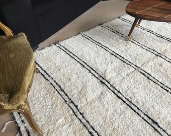 Scandinavian rug | Modern rug | Eco-friendly rug | Cotton striped rug | Area rug | White rug | Monochrome rug | Ivory white rug | Large size