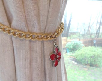 Shabby Chic Window Treatments, Curtain Tiebacks, Pink Curtain Tie Backs, Drapery Hold Back, Window Swag, Little Girls Room Decor