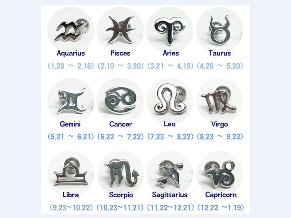 Zodiac Sign PiercingZodiac Stud EarringsZodiac Tragus