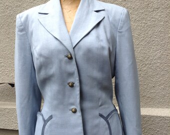 Vintage light blue tailored fitted womens jacket 1940's