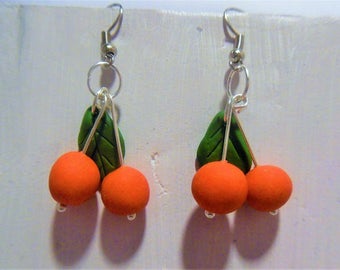 Cherry earrings polymer clay