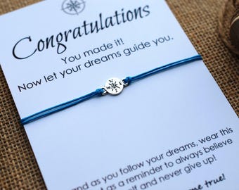 Graduation Gift College Graduation Compass Bracelet Congratulations Card Inspirational Gift for Him Her Wishing Bracelet Personalized gift