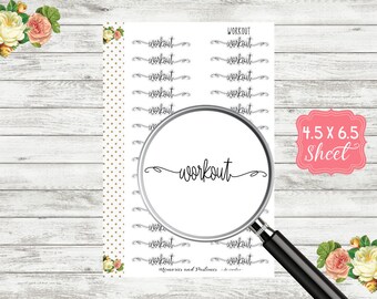 Workout Planner Stickers - Script Stickers - Script Planner Sticker - Cursive Sticker - Bullet Journal - BUJO Stickers - Header - S137