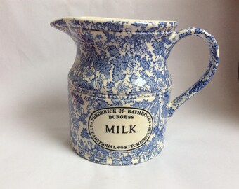 Milk Jug. Blue and Cream Milk Jug. Burgess