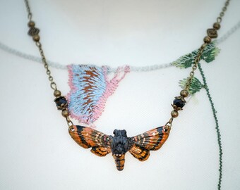 Moth Necklace Bronze/gold/copper 4.5 cm