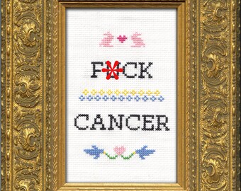 Subversive Cross Stitch PDF pattern: F*ck Cancer
