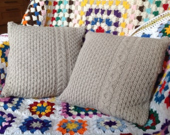 Weald Oak Cabled Cushions - Knitting Pattern PDF