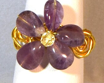 Amethyst Flower Ring