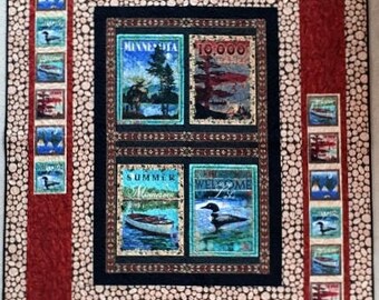Lap Throw size Quilt Minnesota Log Borders