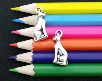 5 PCS - Cat Kitty Kitten Feline Animal Silver Tone Charm Pendant C1575