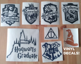 Harry Potter Vinyl decals inspired by Harry Potter - Laptop / Car Sticker - Hogwarts Gryffindor Hufflepuff Slytherin Ravenclaw Sorting Hat