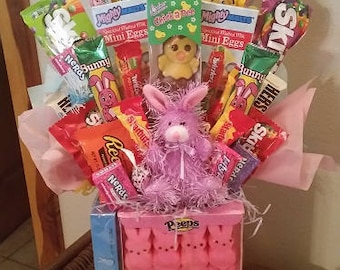 Purple Bunny Peeps Happy Easter Candy Bouquet Easter Candy