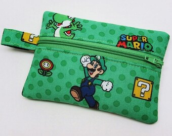 Coin purse, zipper pouch, zipper purse, change wallet, Mario Bross coin purse, gamer coin wallet, kids coin purse, Mario Bross wallet