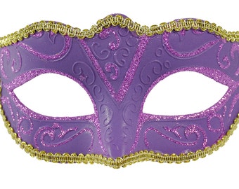 V Glitter Purple Masquerade Mask