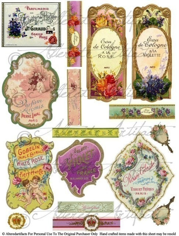 printable vintage french perfume labels printable bottle label