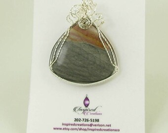 Wave Jasper Pendant, Jasper Pendant, Wire Wrapped Pendant, Jasper Necklace, Gemstone Pendant, Natural Jasper, Jasper Jewelry