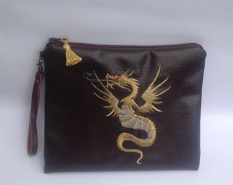 Embroidered clutch bag/ handbag