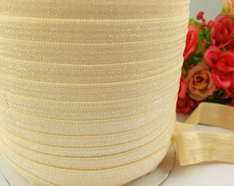 5/8" buttermilk Shiny Elastic, fold over elastic,#824, Elastic by the yard,DIY,Headband,Foe,Wholesale,Foldover elastic,Headbands