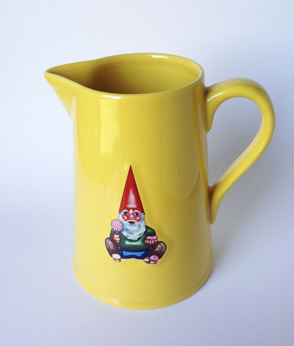 Large gnome ceramic pitcher kiss that frog large vintage Large gnome ceramic pitcher kiss that frog large vintage