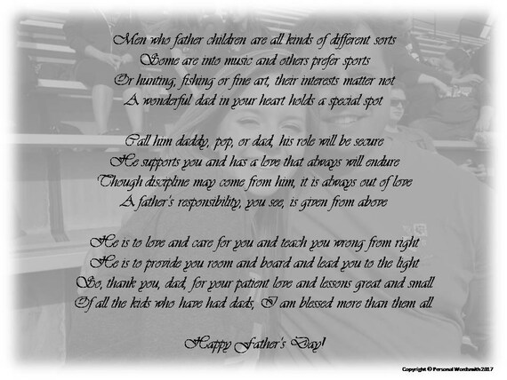 fathers day poem digital print downloadable fathers