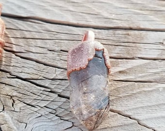 Rutilated Quartz copper electroformed pendant