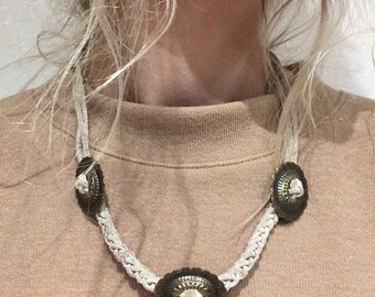 Leather Concho Southwestern Necklace