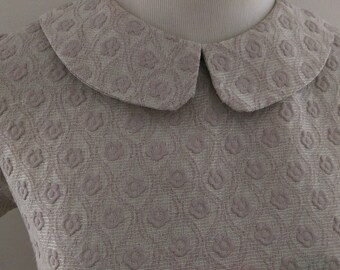 60s Peter Pan Collar Purple Metallic Brocade Mini Dress XS/S