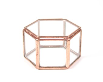 Glass Ring Box, Ring Box, Ring Bearer Box, Wedding Ring Box, Hexagon Box, Glass Jewelry Box, Jewelry Box, Glass Box, Geometric Box