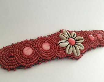 Mexican beads bracelet red bracelet, flower bracelet