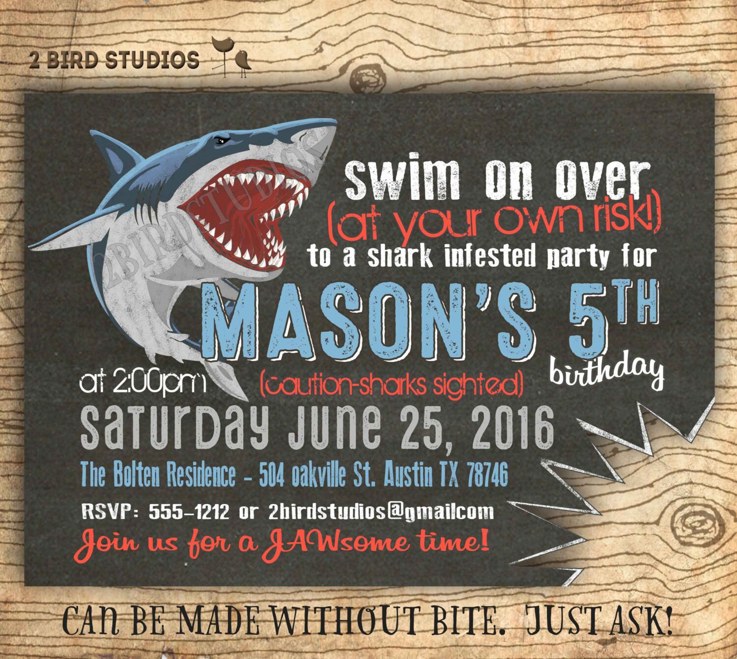 Shark birthday invitations Shark invitations pool party or