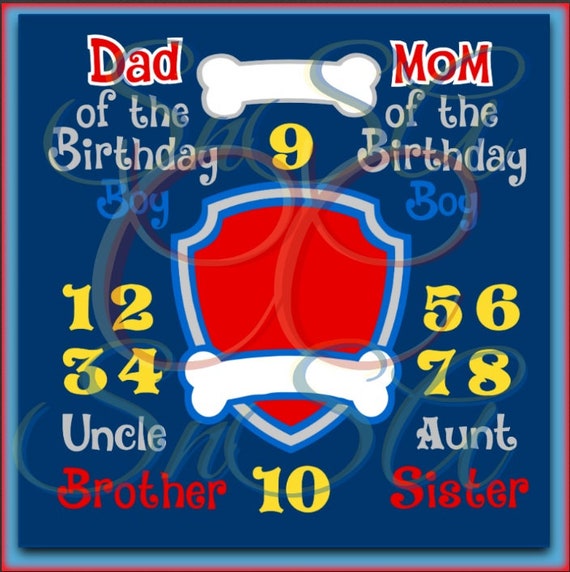 Download Paw Patrol SVG Dog Bone Shield Boy Girl Number Birthday Party