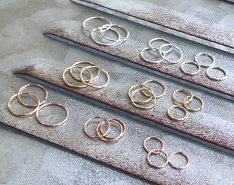 8mm Gold cartilage ring, 20g Nose ring hoop, Rose gold hoop earrings, 6mm gold hoop cartilage earring set Tiny gold hoop earring Silver 10mm