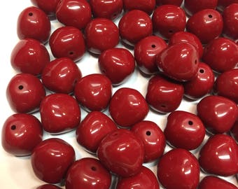 Red Lucite Bead Group - 4.8 Ounces