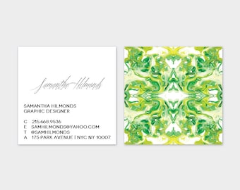 Chartreuse + Green Tiled Marble Calling Cards | Business Cards | Blogger Cards | Set (50)