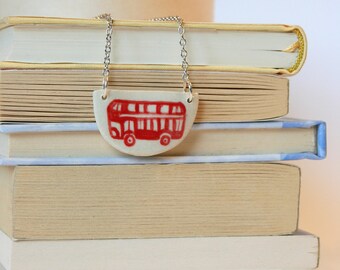 London Double-Decker Bus Necklace (silver chain)