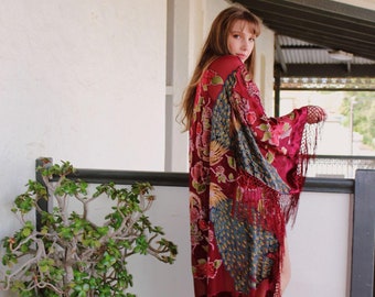 Maid Of Honor Kimono Robe - Kimono Robe For Mother - Kimono Dressing Gown - Hippie Festival Kimono - Festival Kimono Duster - Flower Kimono