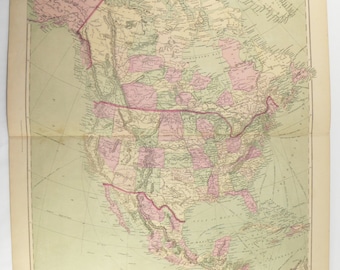 1873 north america map united states mexico map canada central america map large antique