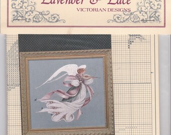 Angel of Spring Counted Cross Stitch Design by Lavender & Lace,cross stitch,angel cross stitch,angel pattern,angel design,spring angel