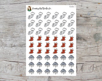Weather Planner Stickers | Wind Rain Boots Thunderstorm | ECLP HP TN