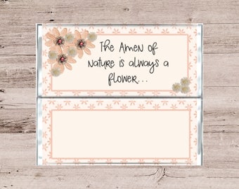 Flower Candy Bar Wrapper-Flower Chocolate Bar Wrapper-Pastel Candy Bar Wrapper-Pastel Chocolate Bar Wrapper-Pink and White Flower Candy