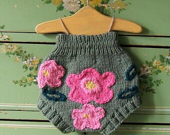 Pink Petunia Hand Knit Wool Soaker