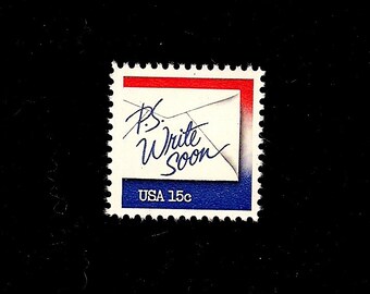 1980 (10) Letter Writing (P.S. Write Soon) - Vintage Unused U.S. Postage Stamps - with original, undisturbed, gum -- Free Shipping
