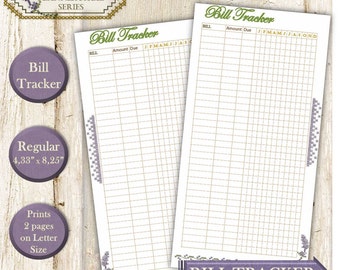 Traveler's notebook inserts Fauxdori Dori refill the Midori budget. Bill planner - monthly bill organizer. Regular size
