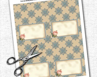Vintage Rose Place Card Label Instant Download Printable